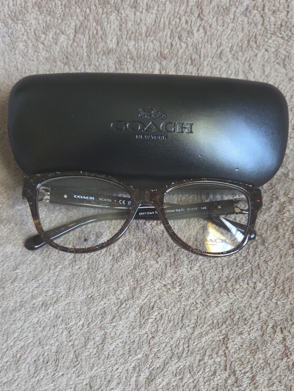 Coach Eyeglasses HC 6153 5547 Glasses Shimmery Dark Brown Tortoise with Case